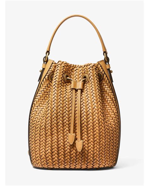 michael kors woven leather bag